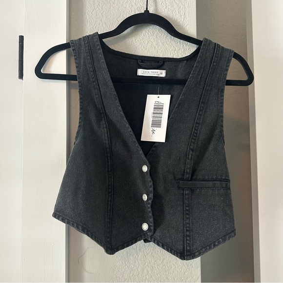 12th Tribe Charcoal Denim Vest - Picture 1 of 5